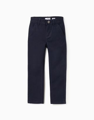 Calças Chino de Sarja para Menino 'Slim Fit' - Tamanho 6/7 AZUL ESCURO