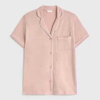 Camiseta de punto de algodón con botones Vega color rosa talla M