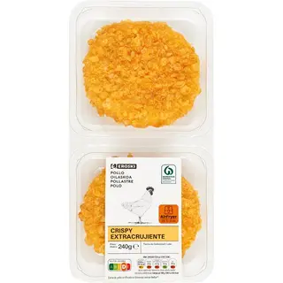 Hamburguesa De Pollo Crispy Eroski, Bandeja 240 G