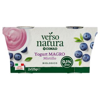 CONAD VERSO NATURA Yogurt Magro Mirtillo Biologico 2 x 125 g - 8003160777708