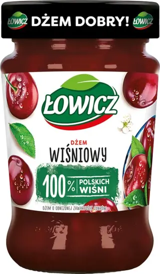 Łowicz Dżem wiśniowy o obniżonej zawartości cukrów 280 g