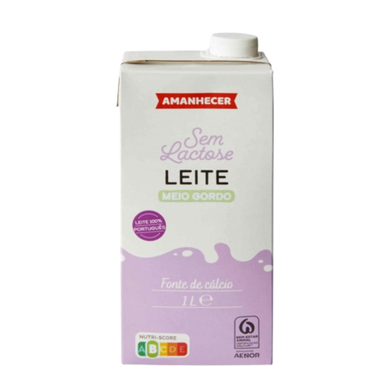 Amanhecer Leite Meio-Gordo sem Lactose 1L