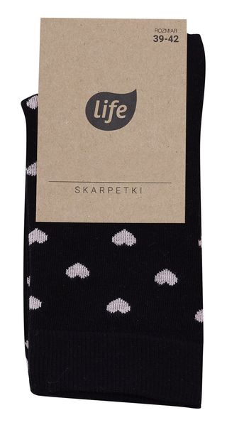 Life Skarpety bawełniane Hipster wzór Hearts Black, rozm. 39-43