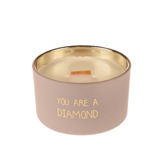 Candela profumata con cristallo - e vasetto con scritta You are a diamond My Flame
