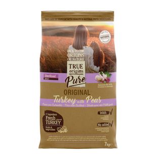 7 kg True Origins Pure Adult Sterilised Pavo pienso para gatos