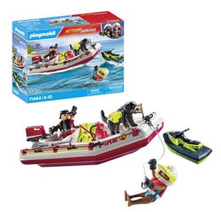 Playmobil 71464 Action Heroes Bote De Bomberos Con Moto Acuática (4008789714640)