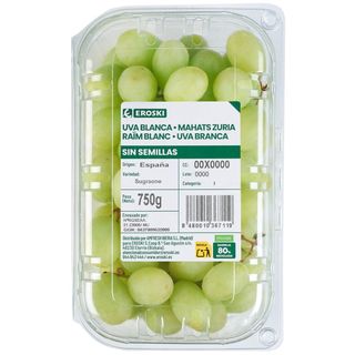 Uva Blanca Sin Semilla Eroski, Cubeta 750 G