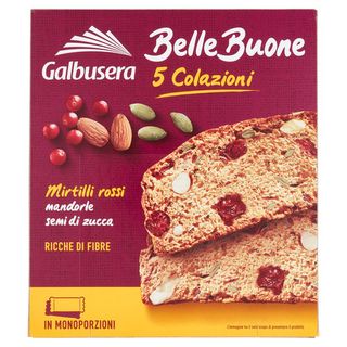 Galbusera BelleBuone 5 Colazioni Mirtilli rossi mandorle semi di zucca 5 x 40 g - 8002190006345