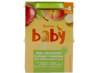 TACINHA FRUTA AUCHAN BABY 4 FRUTAS SEM GLÚTEN 2X200G