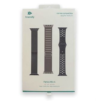Set 3 Correas Friendly Fancy Mix 4 Negro Medianoche/Verde Oliva/Negro Para Apple Watch 42/44/45Mm (8436589917293)