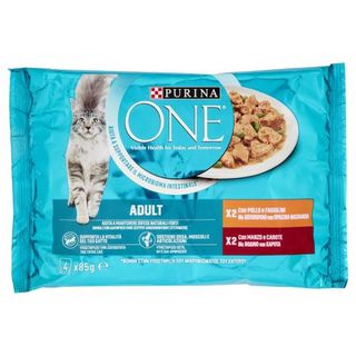 PURINA ONE Single Serve - Adult - Pollo e Manzo - 4x85g