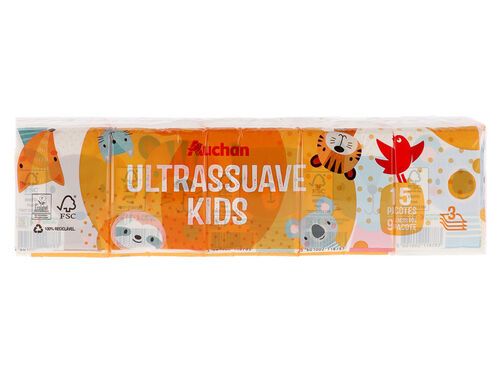 LENÇOS BOLSO AUCHAN KIDS ULTRASSUAVE 3 FOLHAS 15 UN