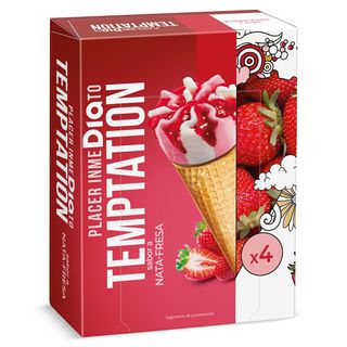 Helado Cono Nata Y Fresa Dia Temptation 4 X 68 G