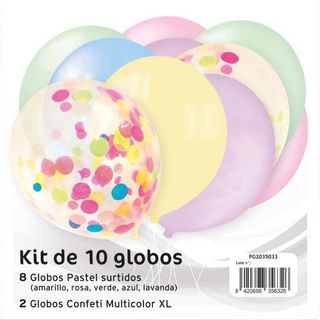 Set 10 Globos Confetti Xl
