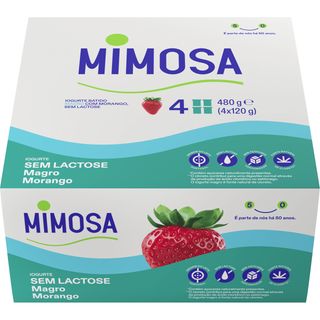 Iogurte Magro Morango sem Lactose Mimosa (emb. 480 gr (4 un))
