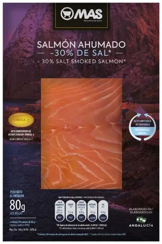 Salmon Ahumado Bajo En Sal Mas Lonchas 80Gr
