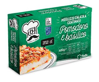Filetti di merluzzo gratinato pomodoro e basilico