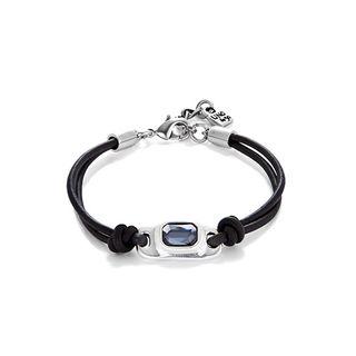 Pulsera De Cuero Bañada En Plata De Ley Plata M
