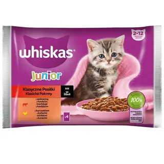 Whiskas Junior Mokra karma dla kociąt klasyczne posiłki sos 340 g (4 x 85 g)