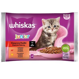 Whiskas Junior Mokra karma dla kociąt klasyczne posiłki sos 340 g (4 x 85 g)