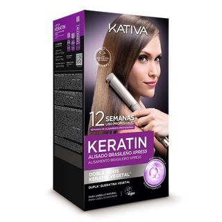 Kit Alisado Brasileño Vegano Xpress Doble Keratina - Kativa - Set 4 productos 7750075063617