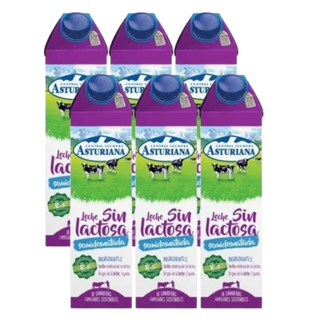 Pack 6x Asturiana Leche sin Lactosa Semidesnatada 1L
