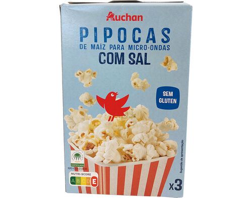 PIPOCAS MICRO-ONDAS AUCHAN COM SAL 270G (3X90G)