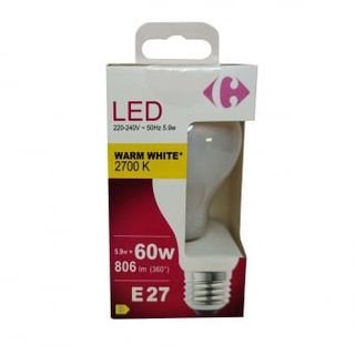 Bombilla Led Estandar Carrefour 60W E27 Opal Cálida
