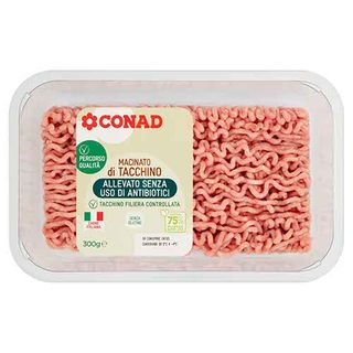 CONAD Percorso Qualità Allevato senza uso di antibiotici Macinato di Tacchino 300 g - 8003170075900