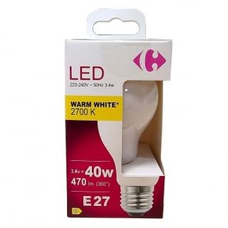 Bombilla Led Estandar Carrefour 40W E27 Opal Cálida