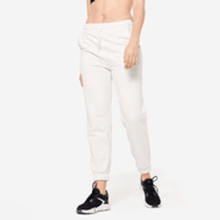 Pantalón jogger algodón fitness 500 Mujer Domyos blanco.XL / W35 L31 Blanco