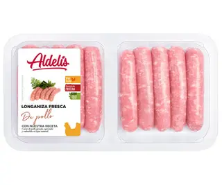 Bandeja con 10 Longanizas Frescas de Carne de Pollo Aldelís