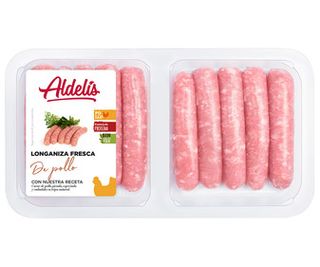 Bandeja con 10 Longanizas Frescas de Carne de Pollo Aldelís