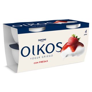 Yogur Griego Con Fresas Oikos Pack 4 X 110 G