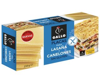 Pasta Placas Para Lasaña y Canelones sin Gluten Gallo 250 G.