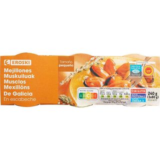 Mejillón En Escabeche De Galicia Eroski, Pack 3X80 G (25955329)