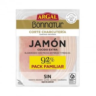 Jamón Cocido Extra En Lonchas Enteras Argal Bonnatur Sin Gluten Y Sin Lactosa 200 G.
