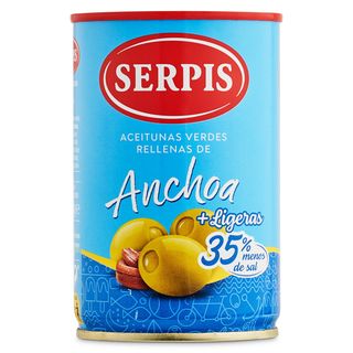 Aceitunas Rellenas De Anchoas + Ligeras Serpis Lata 130 G