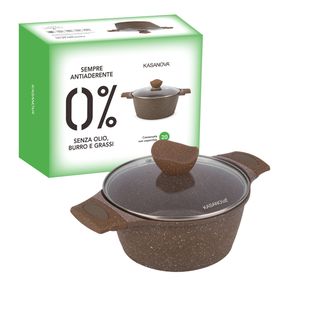 Casseruola 20 cm - antiaderente 0 grassi con coperchio