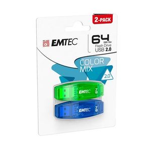 Set 2 Pendrive Memoria Usb 2.0 Emtec C410 64Gb (3126170179593)