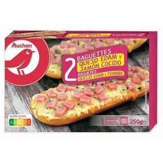 BAGUETES AUCHAN QUEIJO EDAM E FIAMBRE 2UN 250G
