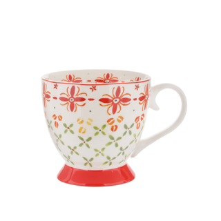Tazza tè decoro rosso - in New Bone China, 450 ml