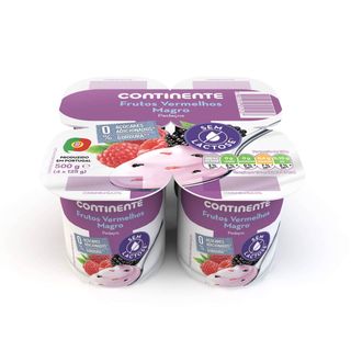 Iogurte Pedaços Magro Frutos Vermelhos sem Lactose Continente (emb. 500 gr (4 un))