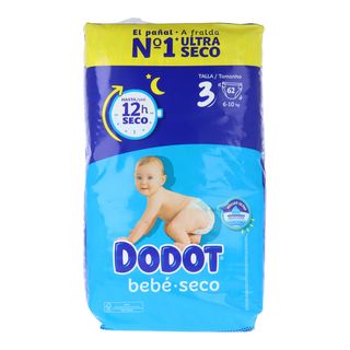 Pañal Bebe Seco T/3 6-10K Dodot 62 Unds