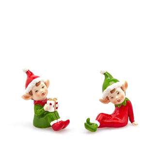 Decorazione elfo seduto - 8 cm assortito