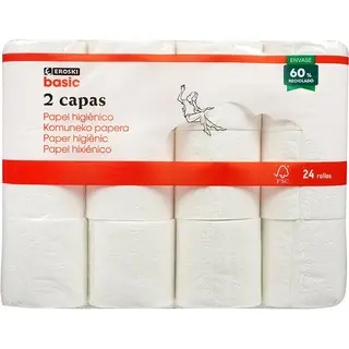 Papel Higiénico 2 Capas Eroski Basic, Paquete 24 Uds. (25898693)