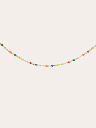 Collar Dots Colors Enamel Plata Baño Oro