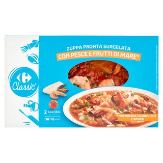 Carrefour Classic Zuppa Pronta Surgelata con Pesce e Frutti di Mare* 500 g