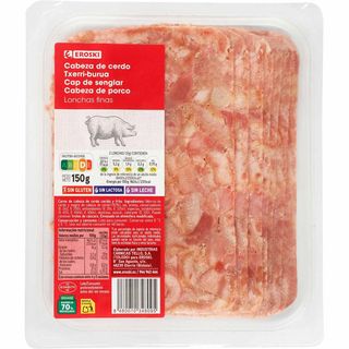Cabeza De Cerdo Eroski, Lonchas Finas, Bandeja 150 G
