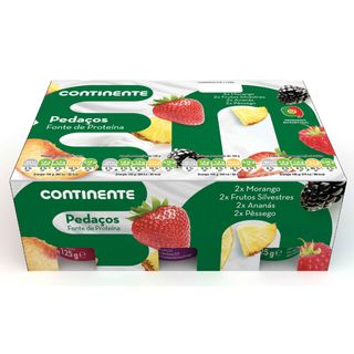 Iogurte Pedaços Morango, Frutos Silvestres, Ananás e Pêssego Continente (emb. 1000 gr (8 un))